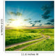 Summer landscape with green grass, road and dramatic sky Wall Mural