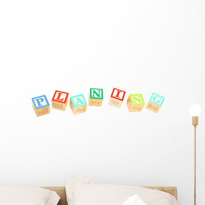 Alphabet Blocks Planing Wall Decal shown on a wall