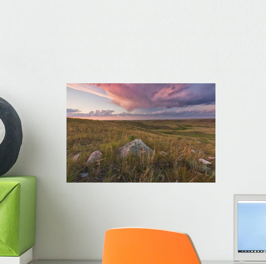 Clouds Lit At Sunset With Some Glacial Erratics Lying Wall Mural