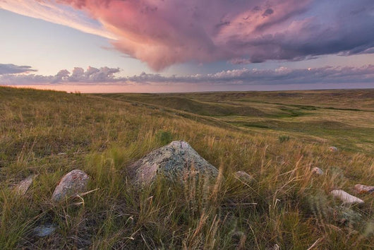 Clouds Lit At Sunset With Some Glacial Erratics Lying Wall Mural