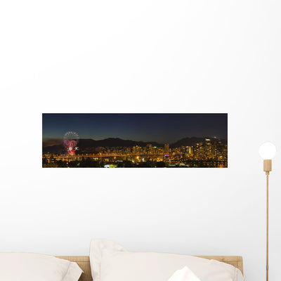 Fireworks over English Bay Wall Decal shown on a wall
