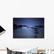 Long exposure of rocks on the beach at night;Newquay cornwall england Wall Mural