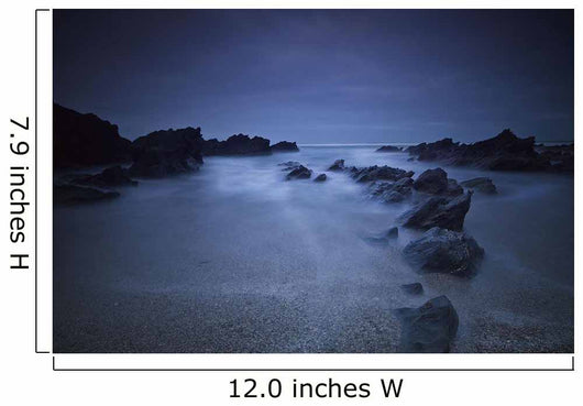 Long exposure of rocks on the beach at night;Newquay cornwall england Wall Mural