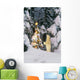 Polar Bear Cub Standing On Hind Legs Looking @ Star On Christmas Tree Wall Mural