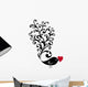 ornamental bird with red heart Wall Decal