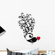 ornamental bird with red heart Wall Decal