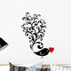 ornamental bird with red heart Wall Decal