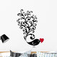 ornamental bird with red heart Wall Decal