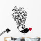 ornamental bird with red heart Wall Decal