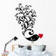 ornamental bird with red heart Wall Decal