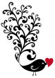ornamental bird with red heart Wall Decal