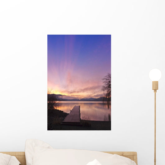 Sunrise Over A Dock In Lake Whatcom During Winter Wall Mural