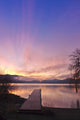 Sunrise Over A Dock In Lake Whatcom During Winter Wall Mural