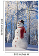 Snowman With Red Scarf And Black Top Hat Standing Wall Mural