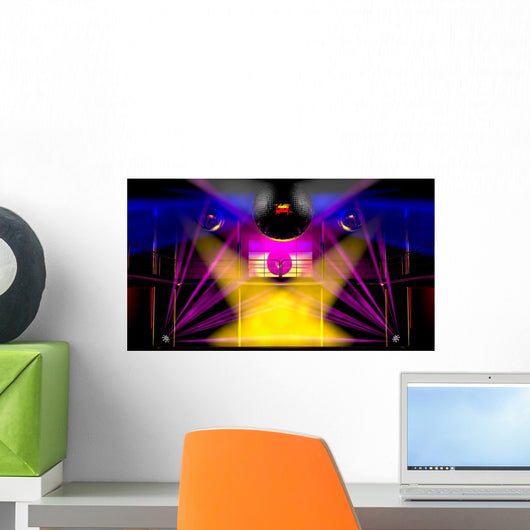 Night club colorful lights and disco balls Wall Mural