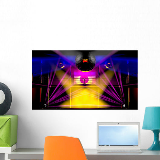 Night club colorful lights and disco balls Wall Mural