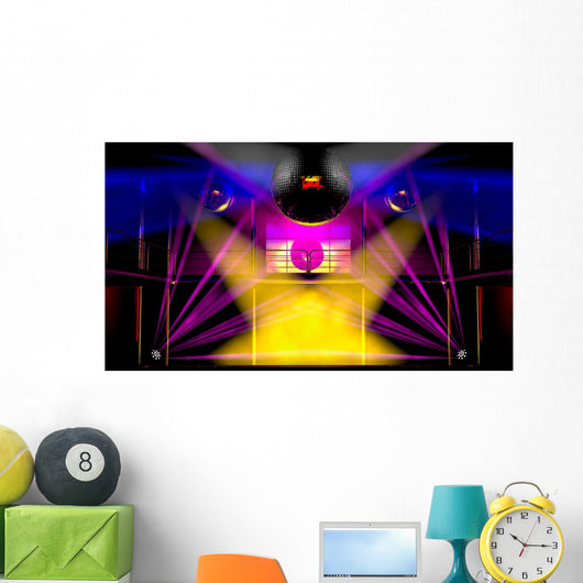 Night club colorful lights and disco balls Wall Mural
