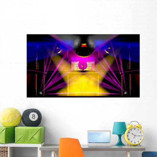 Night club colorful lights and disco balls Wall Mural