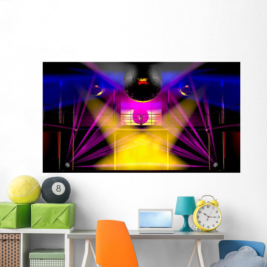 Night club colorful lights and disco balls Wall Mural