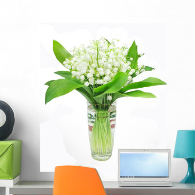 Bouquet Lily Valley Flowers Wall Decal shown on a wall