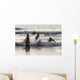 India, Karnataka, Blurry Figures In Crashing Waves At Gokarna Beach Wall Mural