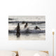 India, Karnataka, Blurry Figures In Crashing Waves At Gokarna Beach Wall Mural