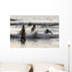 India, Karnataka, Blurry Figures In Crashing Waves At Gokarna Beach Wall Mural