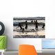 India, Karnataka, Blurry Figures In Crashing Waves At Gokarna Beach Wall Mural