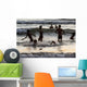 India, Karnataka, Blurry Figures In Crashing Waves At Gokarna Beach Wall Mural