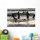 India, Karnataka, Blurry Figures In Crashing Waves At Gokarna Beach Wall Mural