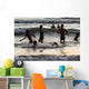 India, Karnataka, Blurry Figures In Crashing Waves At Gokarna Beach Wall Mural