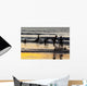 India, Karnataka, Blurry Figures In Crashing Waves At Gokarna Beach Wall Mural