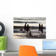 India, Karnataka, Blurry Figures In Crashing Waves At Gokarna Beach Wall Mural