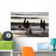 India, Karnataka, Blurry Figures In Crashing Waves At Gokarna Beach Wall Mural