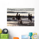 India, Karnataka, Blurry Figures In Crashing Waves At Gokarna Beach Wall Mural