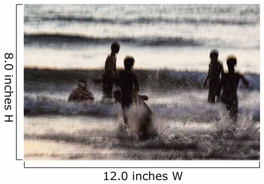 India, Karnataka, Blurry Figures In Crashing Waves At Gokarna Beach Wall Mural