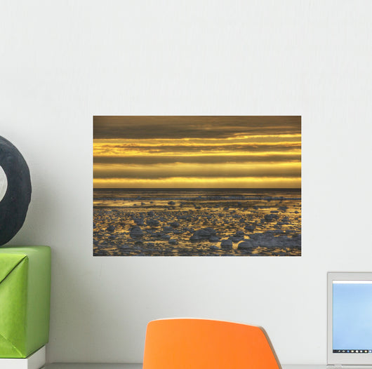 Sunrise over an ice filled bay of hudson's bay;Manitoba canada Wall Mural