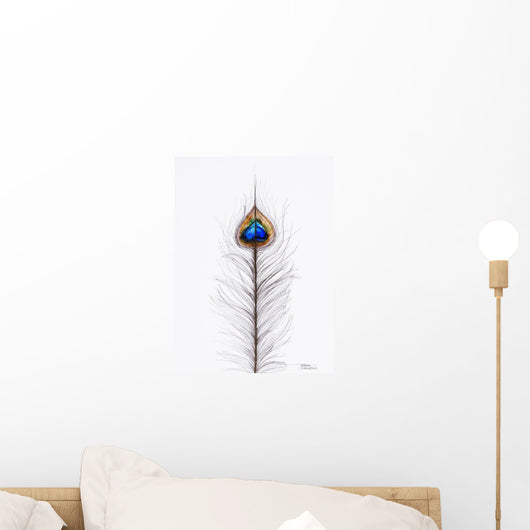 Watercolor Painting Of Two Peacock Feathers Wall Decal