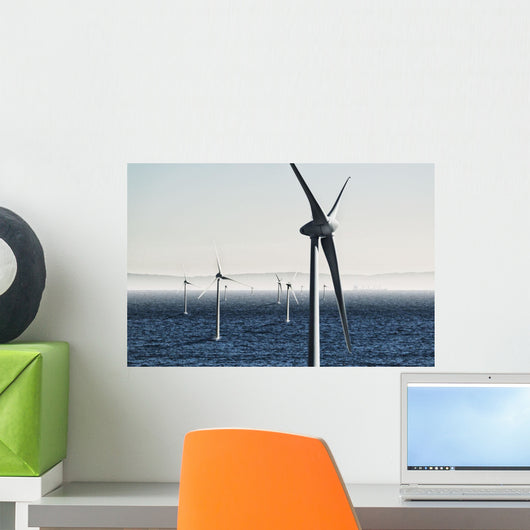 Digital composite of wind turbines Wall Mural