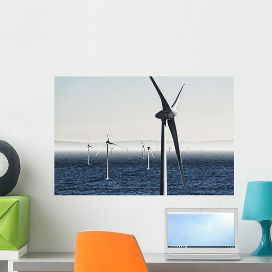 Digital composite of wind turbines Wall Mural