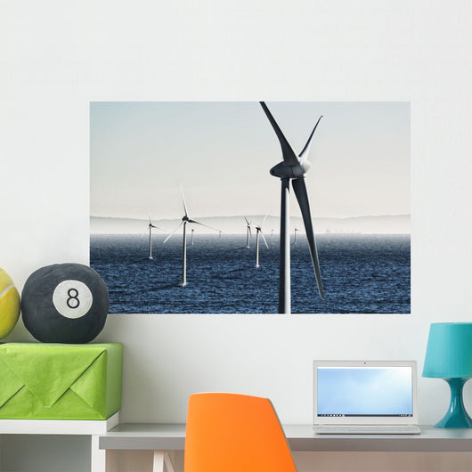 Digital composite of wind turbines Wall Mural