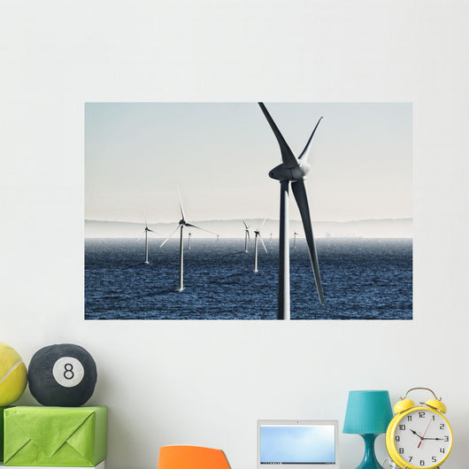 Digital composite of wind turbines Wall Mural