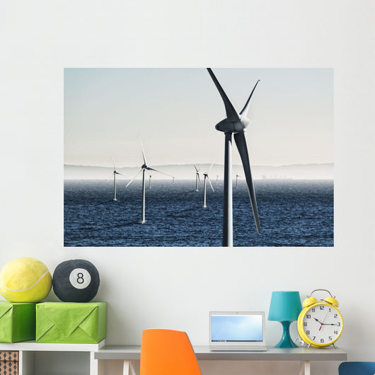 Digital composite of wind turbines Wall Mural