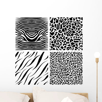 Four Seamless Patterns Wall Decal shown on a wall