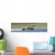 Panoramic Of Brown Bear Sow And Cubs On The Shore Of Mikfik Creek Wall Mural