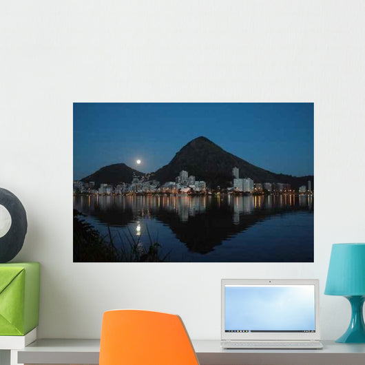 Lakeside City at Night Wall Decal