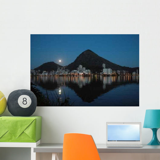 Lakeside City at Night Wall Decal