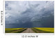 Storm clouds gather over a sunlit canola field and road Wall Mural