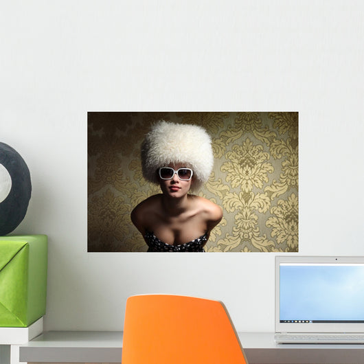 Sexy WomanÐ± White Fur Hat Wall Mural