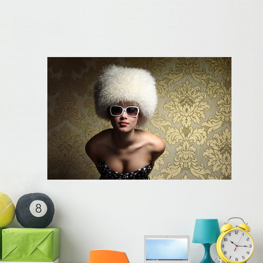 Sexy WomanÐ± White Fur Hat Wall Mural